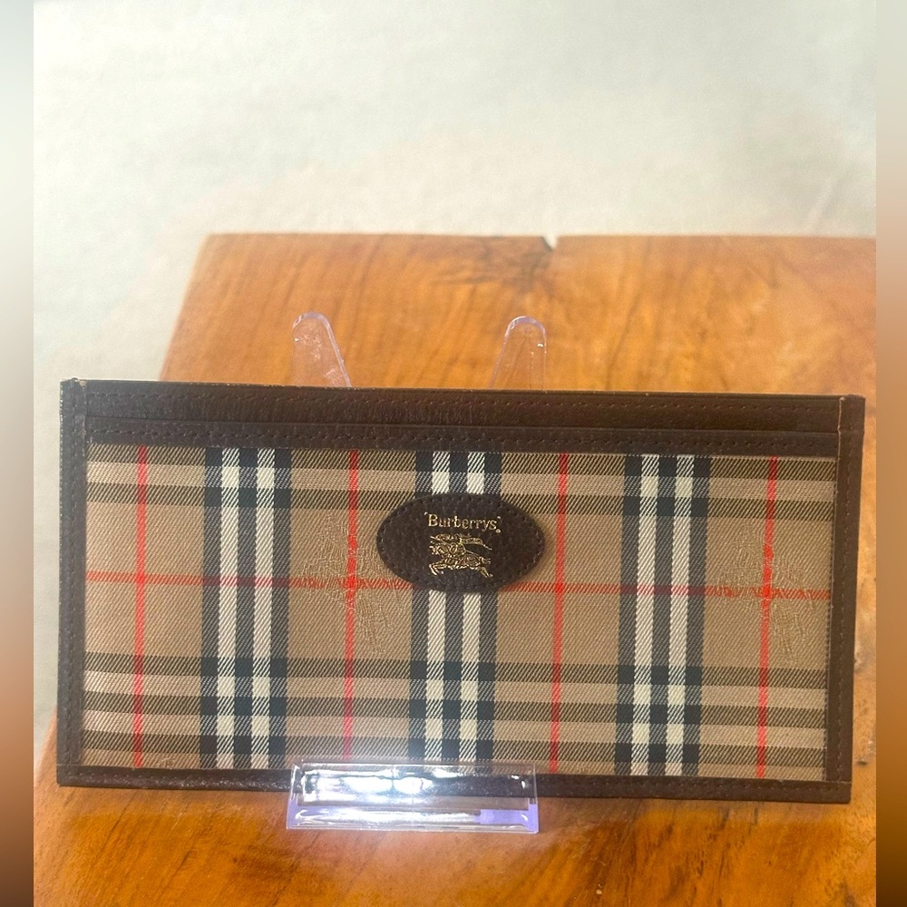 Burberry Plaid Wallet in Beige and Red